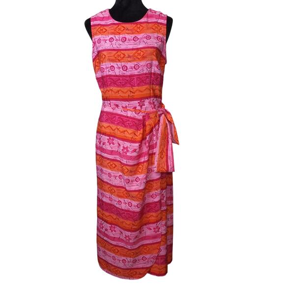Sag Harbor Women's Dress Sz 10 Floral Pink Casual Preppy Modest Colorful Artsy - Picture 6 of 12